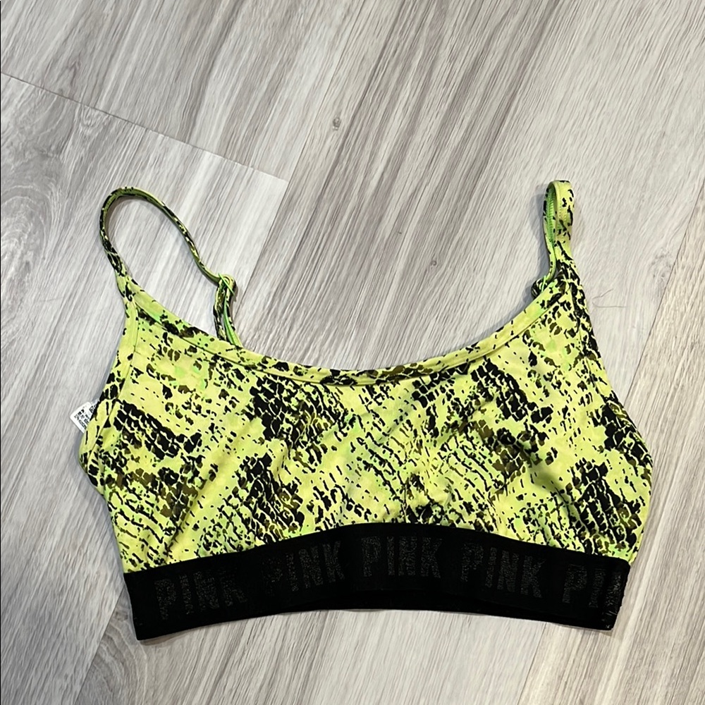 Yellow and Black PINK‎ Sports Bra